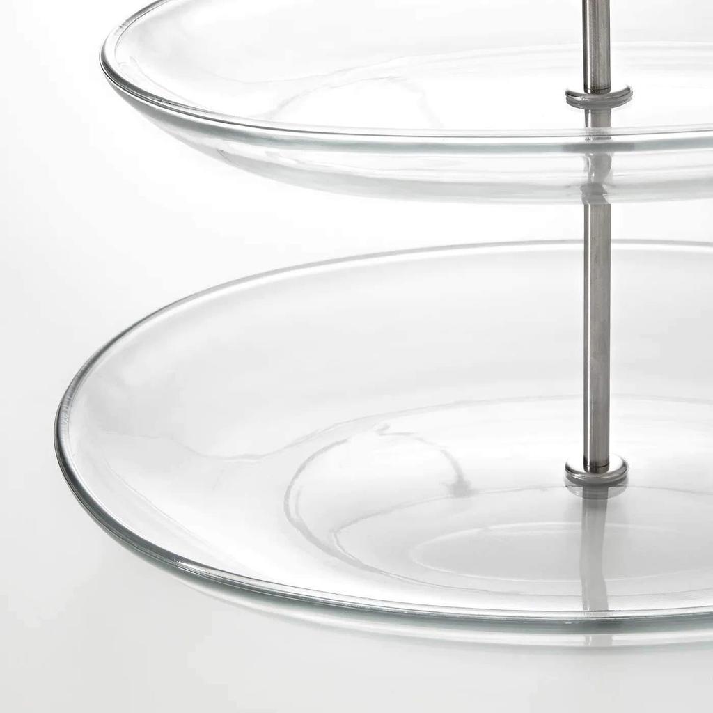 IKEA KVITTERA 3-Tier Serving Stand, Clear Glass/Stainless Steel