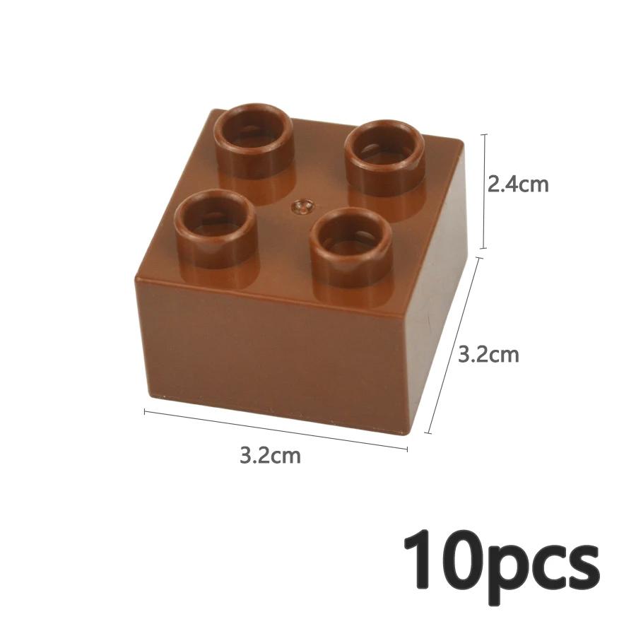 10Pcs 2X2 Dot Big Size Colorful Building Blocks Large Figures Thick Print Brick Toys Educational for Kid Compatible with Duploes
