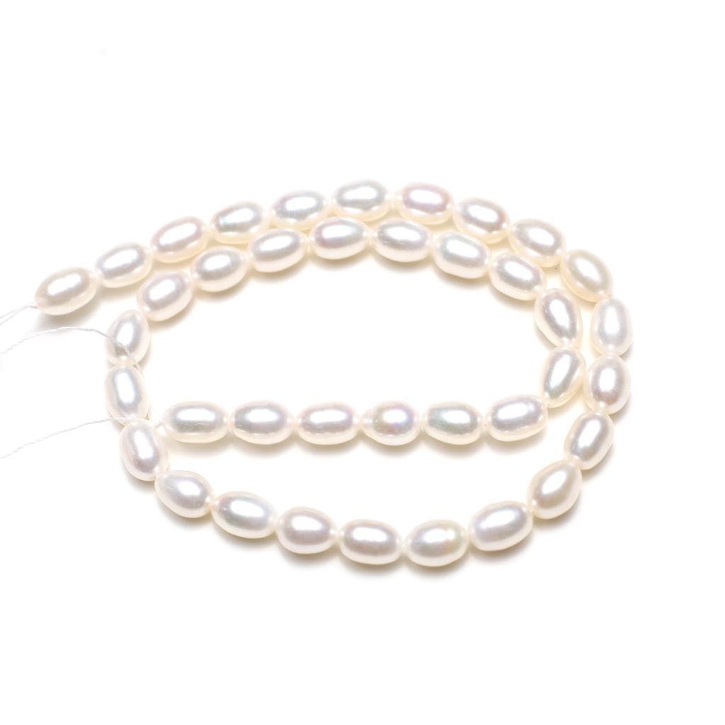 1String, Chic White Pink Purple 7-8mm Rice Artificial Pearl Beads for DIY Jewelry, Valentine's Day, Wedding Decorations - Elegant Craft Supplies 36cm