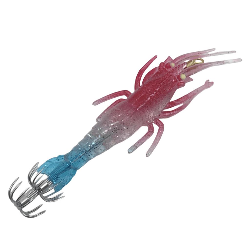 5pcs Luminous Shrimp Squid Jig Hooks PVC Shrimp Squid Bait Cuttlefish Octopus Fishing Lures 5pcs