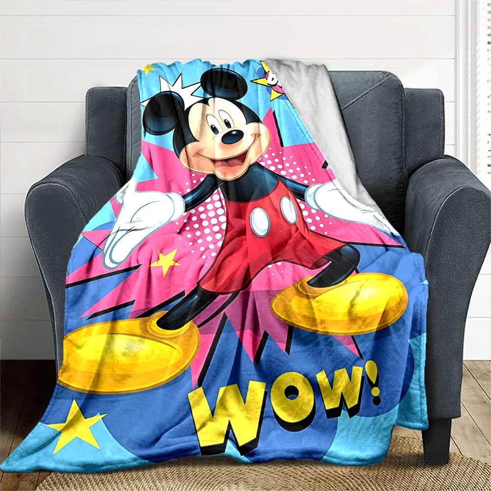 Mickey Mouse Action Pose Flannel Blanket Super Soft Warm Cozy Blanket For Sofa Bed Office Travel Allseason Home Decor Gift