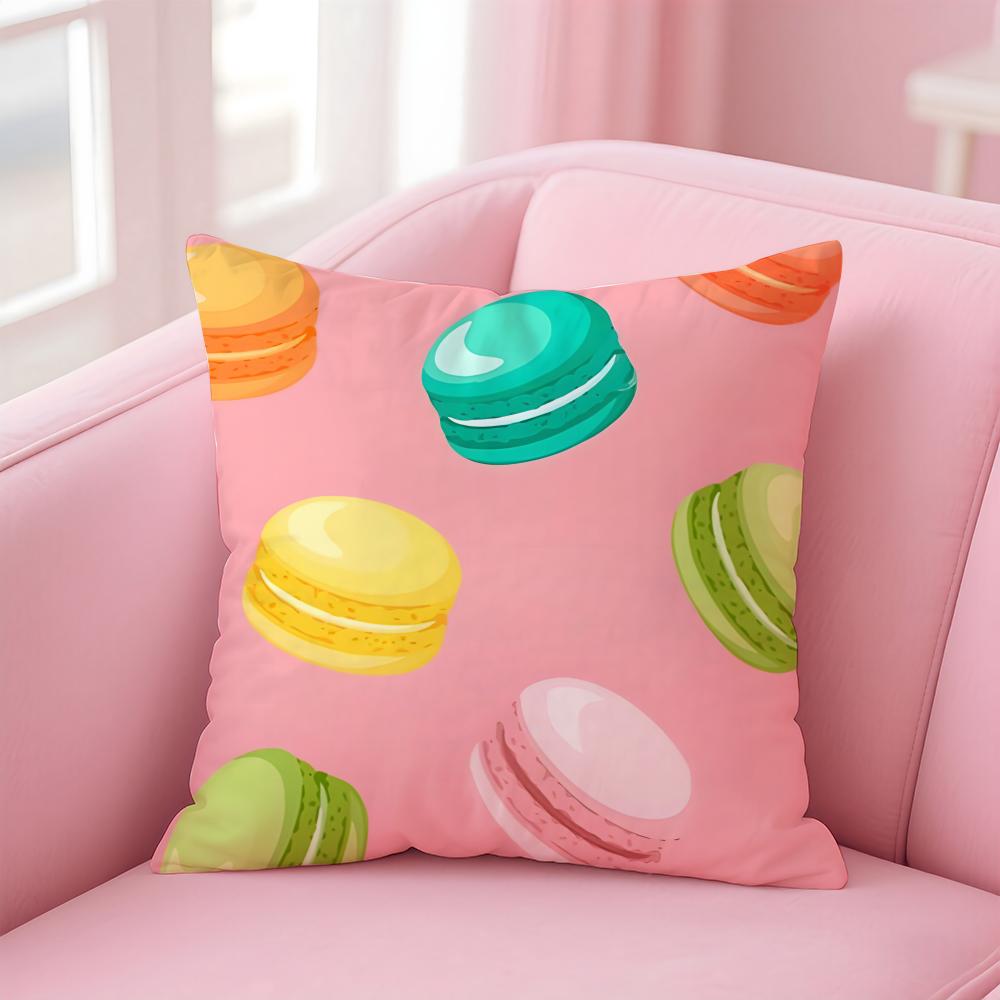 Sweet Macaron Girly Food Cushion Cover Pillowcase Short Plush Invisible Zipper Room Sofa Cushion Cover