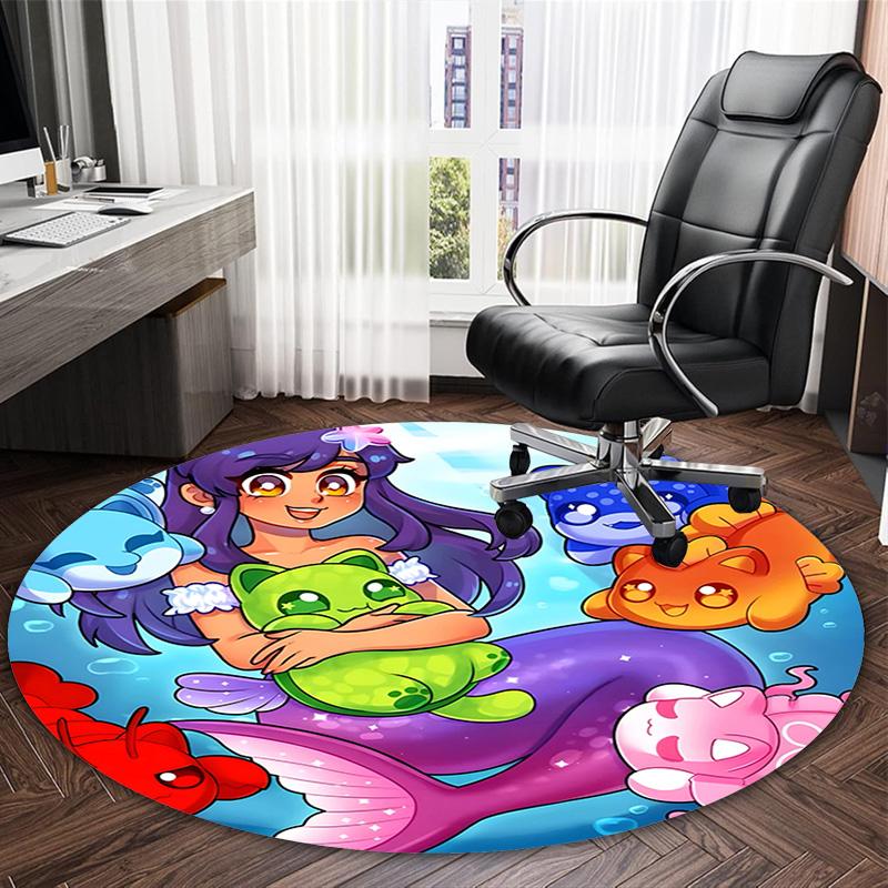 1pc Anime A-AphmauS Print Round Carpet Chair Round Carpet Suitable for Bedroom Living Room Home Decorative Carpet