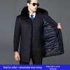 Men's Winter Wool Coat with Detachable Liner and Real Rabbit Fur Collar for Middle-Aged & Elderly