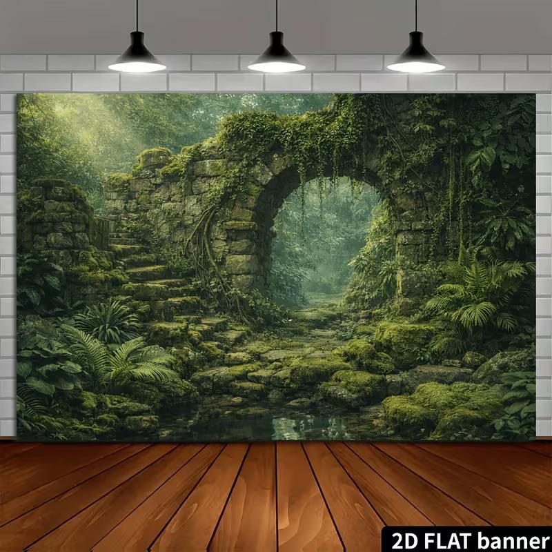 2D Jungle Ruin Backdrop for Fantasy, Adventure and Nature Themed Photography