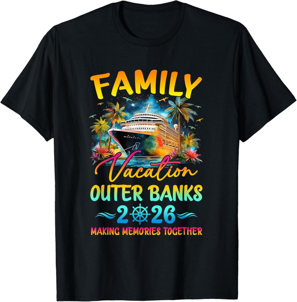 Vacanza in Famiglia Outer Banks 2026 T-Shirt Estiva Coordinata per Gruppo