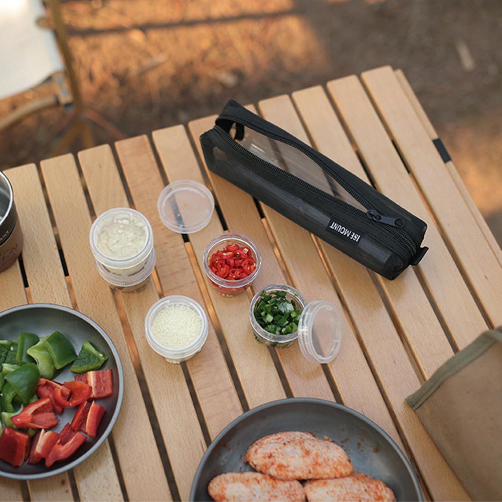 Camping Gewürzset mit 5 transparenten Gewürzflaschen, Gewürzbehälter-Set, Camping Gewürzbehälter für Picknick-Kochen, Barbecue