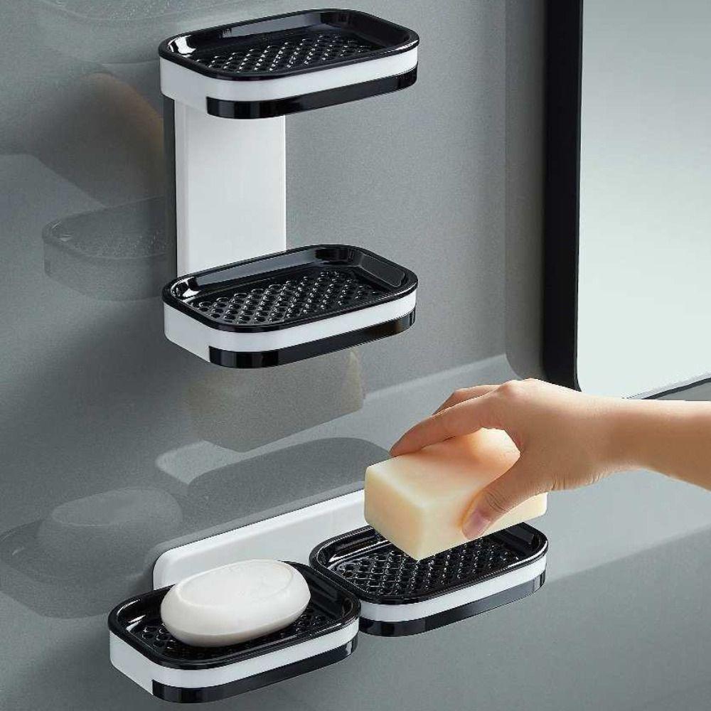 Self Adhesive Soap Storage Rack Waterproof Soap Drain Box Soap Organizer  Hotel