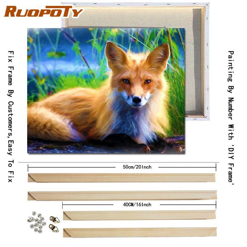RUOPOTY S DIY rámem Zvířata Olejomalba DIY Malba podle čísel Moderní obraz na plátně Ručně malovaný domácí dekor 40x50cm