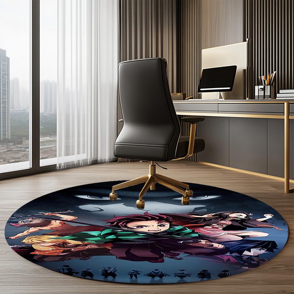 Demon Slayer Printed Round Rug Carpet Chair Rug Area Rug Entryway Doormats,for Office Chair Living Room Bedroom Kitchen Room.