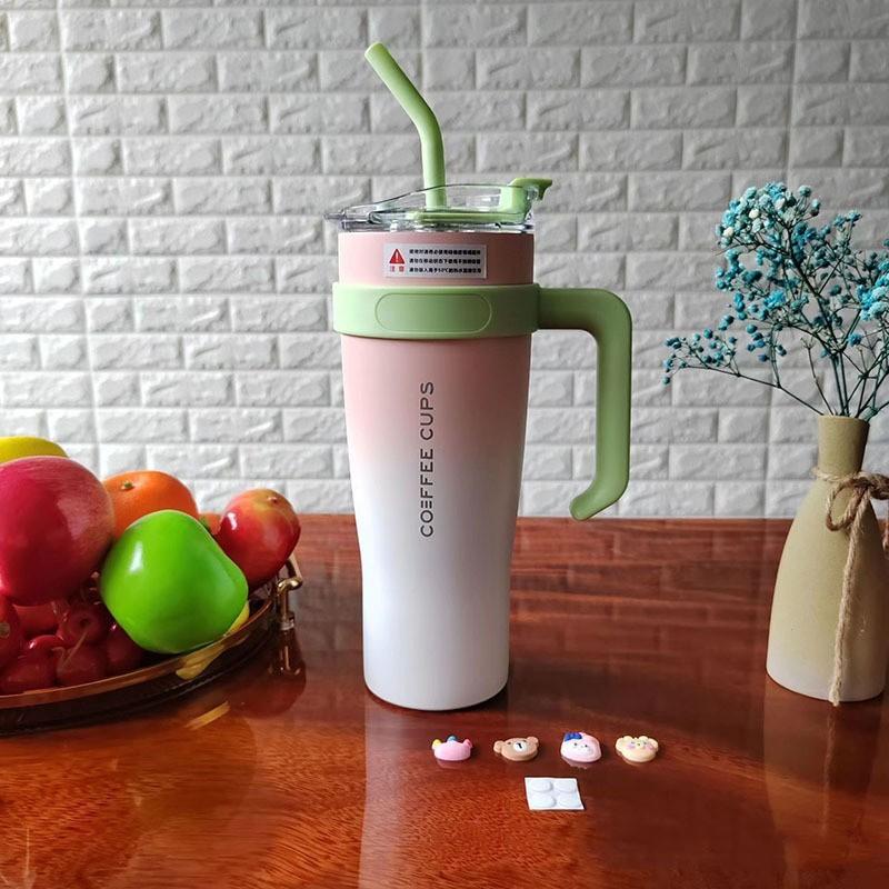 Big Mac Thermal Cup 40oz/1180ml Large Capacity Car Coffee Cup Stainless Steel Insulated Water Bottle Vacuum Flask With Straw