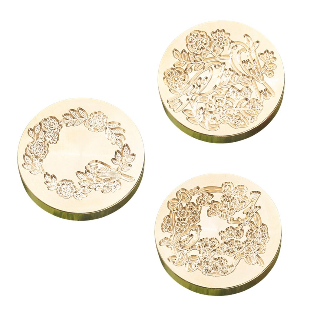 3Pcs Stamp Head Gift Envelope Invitations Greeting Card Decorations Brass Sealing Emboss Waxes Seal Stamp Head Removable