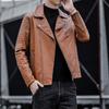 Men's Leather Jacket Casual Autumn and Winter New Leather Jacket Green Handsome Motorcycle Pu Jacket Casual Men's Jacket Trendy