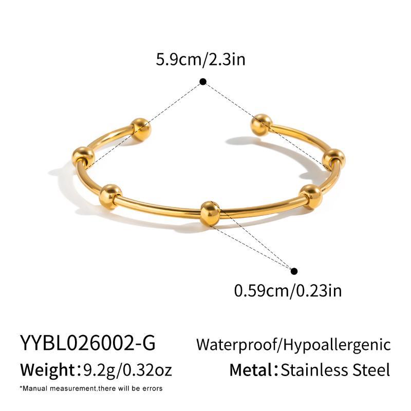 Stainless Steel Round Bead Bangle For Women Fashion Unique Minimalist Geometric Dating Party Jewelry Gifts