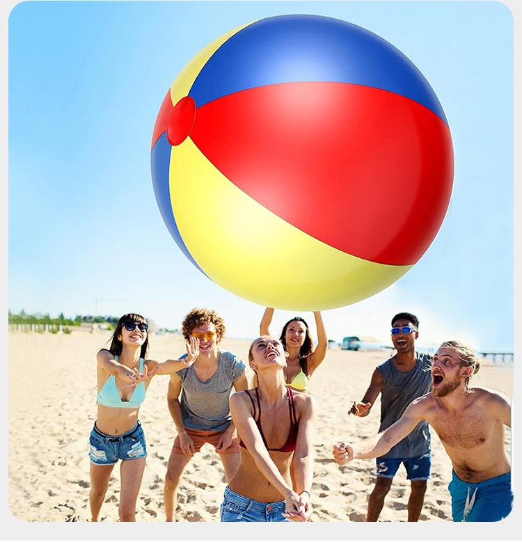 Parent-Child Giant Inflatable PVC Beach Ball - Thick, Colorful Three-Tone Design for Outdoor Fun