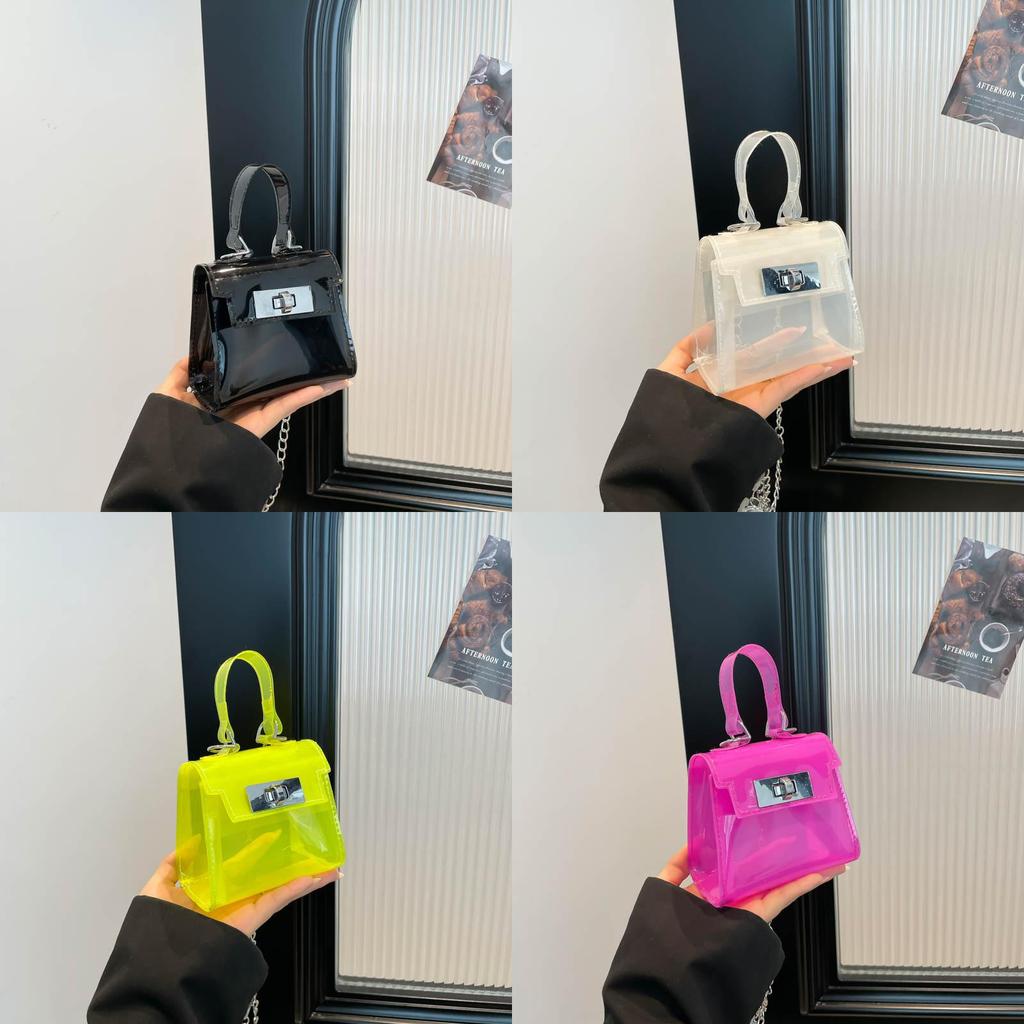 Street Style Jelly Bag Pvc Mini Shoulder Bag With Chain For Children And Teens