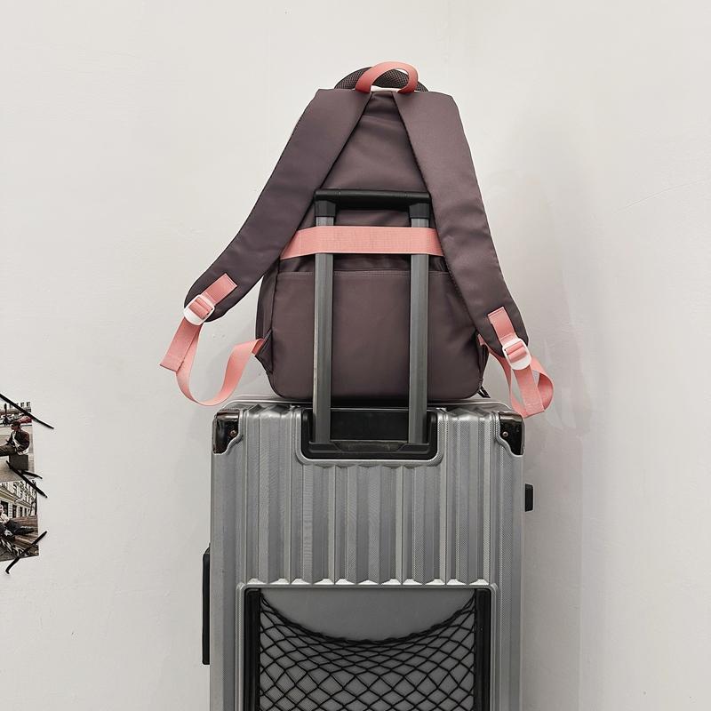 Color Block Schoolbag Middle School Student Backpack Men Women Large Capacity Backpack