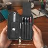 Dom Teporna Handcrafted Retro Leather Pen Case, Crazy Horse Leather, Holds 4 Pens, Coffee Color, Stylish Stationery Case for Students and Businesses (