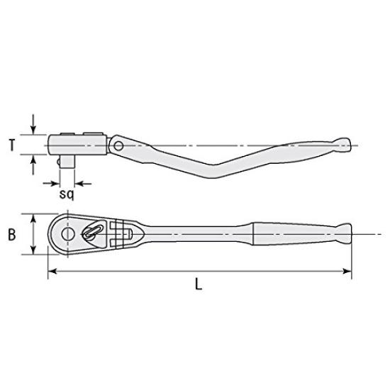 Bent Ratchet Handle Stubby Ratchet 9.5sp (9.5mm Handle)