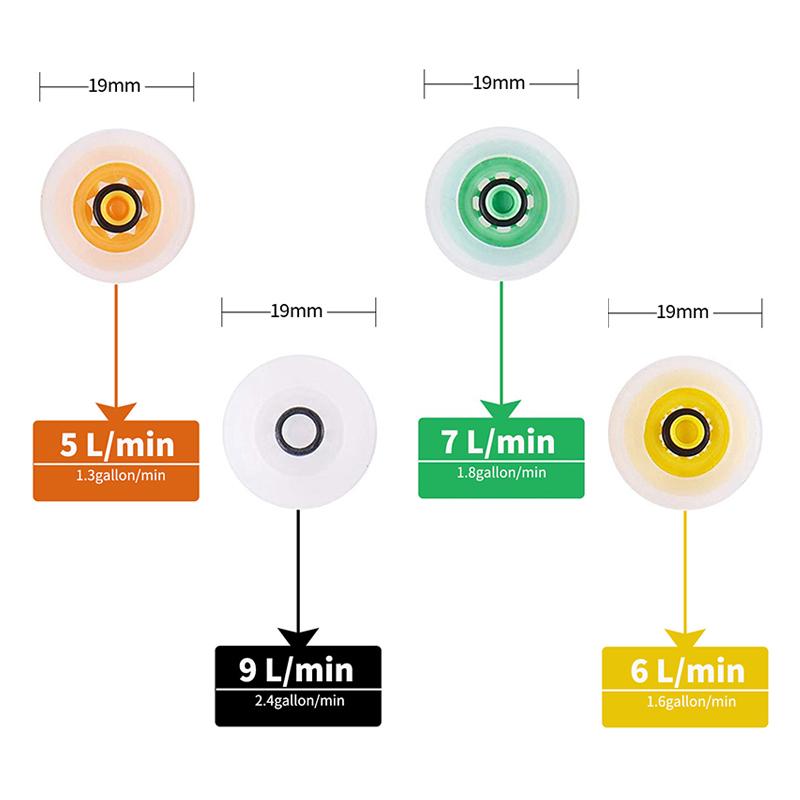 Sada omezovačů průtoku sprchy Šetření vodou 4/5/6/7/8/9/10/12L/Min Omezovač hadice Řada Ha Horní sprcha Příslušenství ke sprše