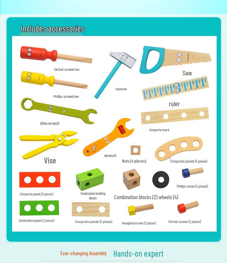 Children's Educational Tool Set: Wooden Disassembly Toy with Screws & Nuts for Boys