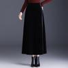 Golden Velvet A-line Skirt, Winter 2025, Elegant Korean Style, High-Waisted, Mid-Length, Slimming, Large Hem.