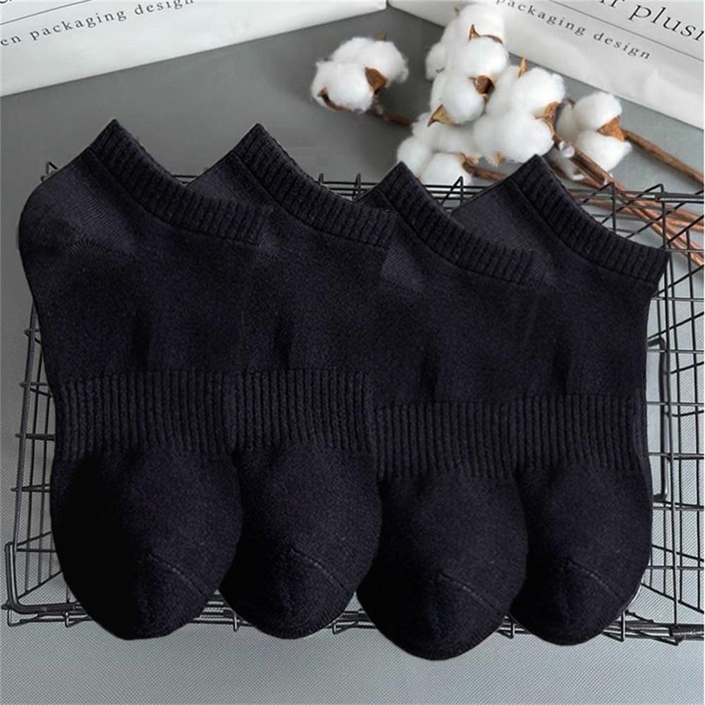 4 Pairs Classic White Black Ankle Socks Business Men Cotton Causel Socks Soft Breathable Summer Autumn Male Boat Socks
