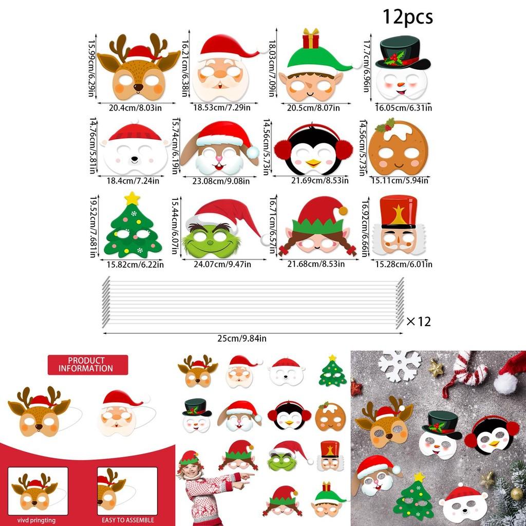 Snowman Reindeer Paper Masks Set With Festive Design For Christmas Events