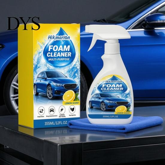 Upholstery Cleaner Foam 355ML Car Interior Foam, with Sponge & Microfiber Towel, Deep Cleaning Faux Leather Surface Auto Detailing Spray, Lemon Scent