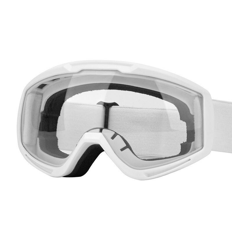 Kids Ski Goggles Snowboarding Winter Sports Anti-Fog UV Protection Double-Layer PC Lens With Prescription Insert White Frame Clear Lens