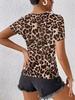 European & American Women's Summer Leopard Print Round Neck Short Sleeve T-shirt