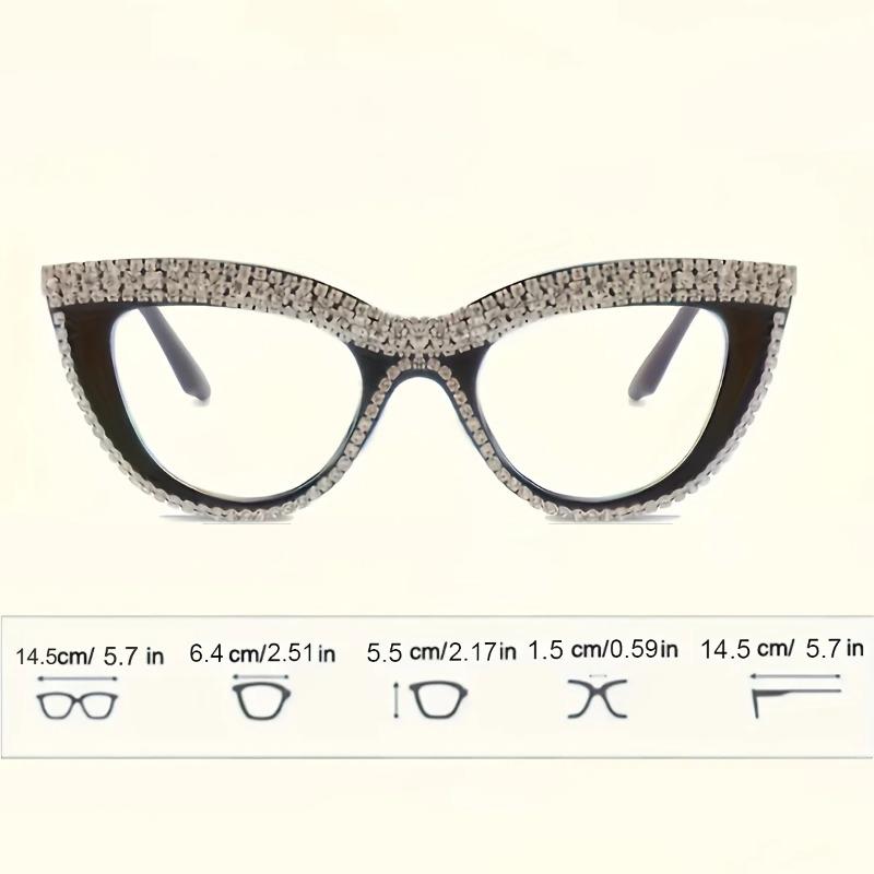 Luxury Rhinestone Cat Eye Reading Glasses for Women Elegant Sparkly Crystal Presbyopic Eyeglasses Retro Computer Readers