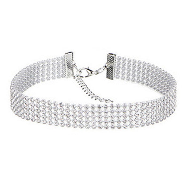 Mehrlagige Diamant-Acryl-Choker-Halskette - Kurz, Schlüsselbeinlang, Nachtclub-Stil