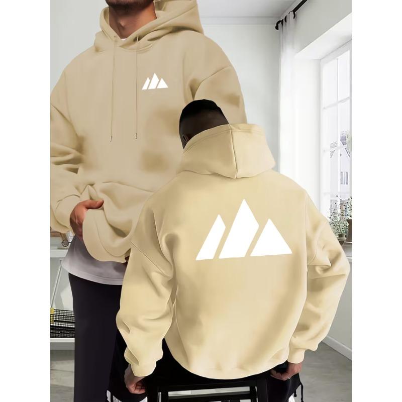Maglione Casual con Cappuccio da Uomo Autunno/Inverno con Fantasia Bianca di Montagna Elementi Sportivi con uno Stile Rilassato Casual da Esterno.