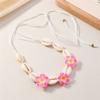 Elegant Soft Clay Flower and Shell Pendant Necklace Sturdy Flexible Chain Jewelry Accessory Gift
