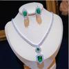 Women's Jewelry Set S925 Created Emerald Gemstone Earrings Sparkling Necklace Classic High Jewelry Mother's Day