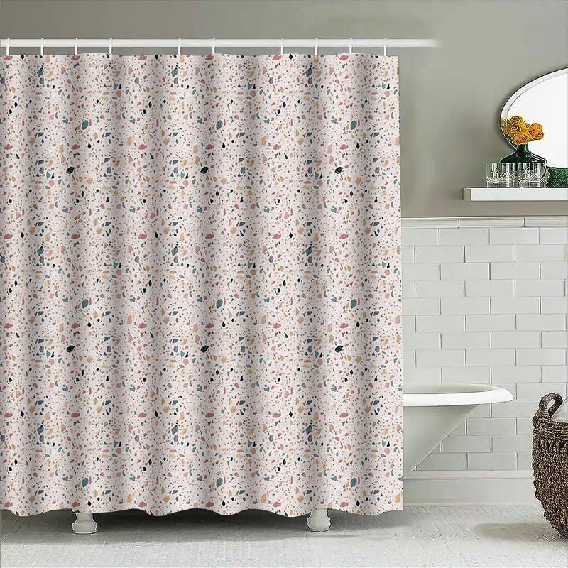 Marmor Duschvorhang Set Wasserdichtes Gewebe Badezimmer Dekor Vintage Steinmuster Hintergrund Waschbarer Einsatz