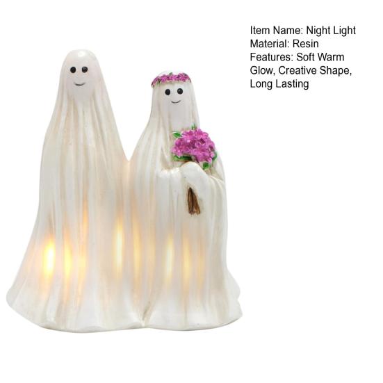 Halloween Leuchtende Geister Braut Bräutigam Statue Weiches Warmes Leuchten Gruselig Außen Innen Nachtlicht Feiertagsparty Dekoration