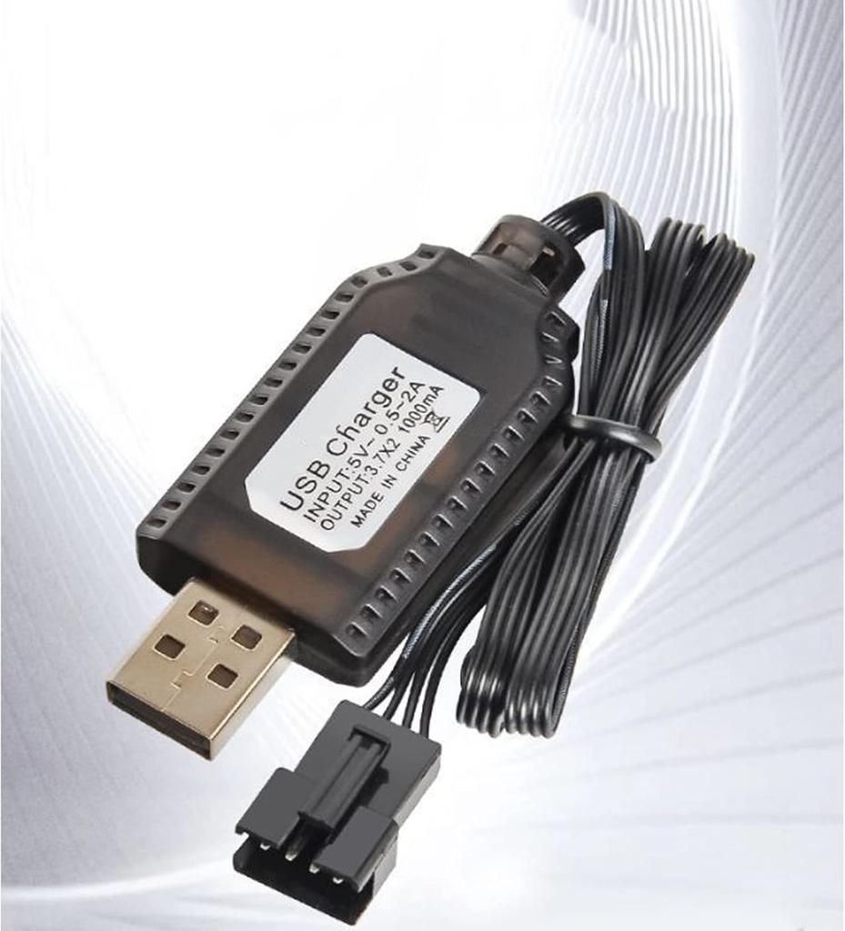 4Pcs Universal USB Charger for 7.4V 2S LiPo Battery with 4PIN SM-4P – Compatible with RC Car Drone Boat – Overcharge Protection