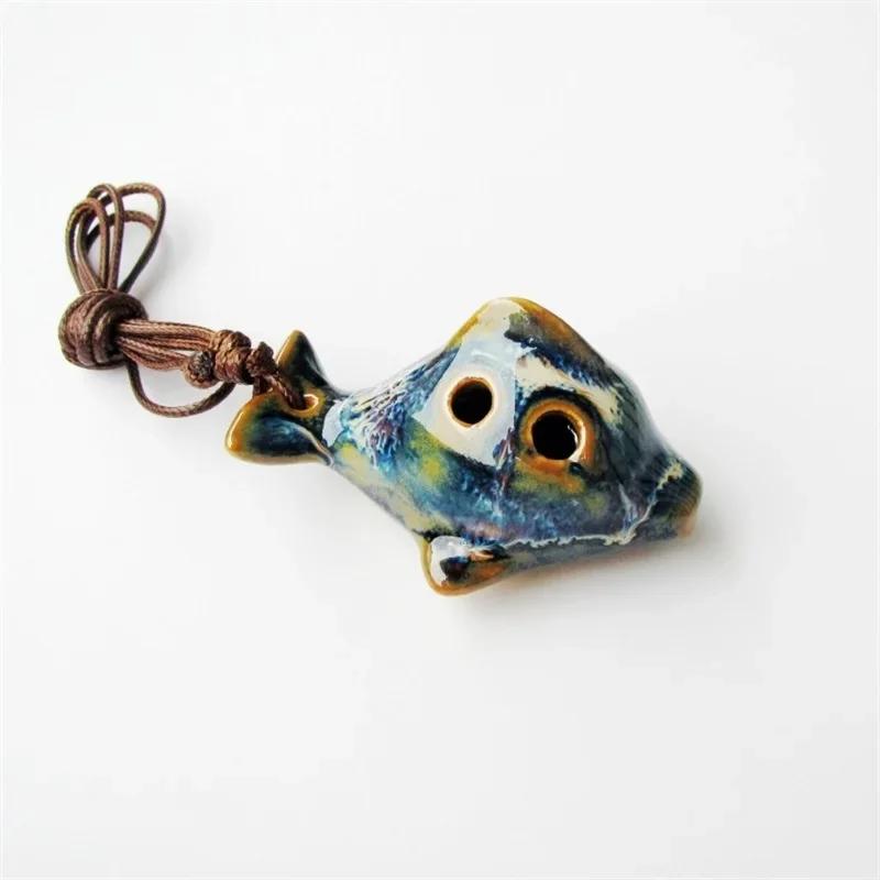 

Ocarina 6 Hole Ceramic Colored Glazed Fish Shape Wind Instrument With Rope For Beginners Music Lover And Decorative Home Display