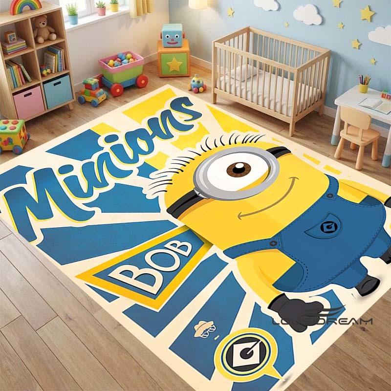 "I LoveM- Minions" Cartoon-Print Rug — Non-Slip Kitchen Mat, Outdoor Carpet, Home & Bedroom Decor, Yoga Mat, Birthday Gift.