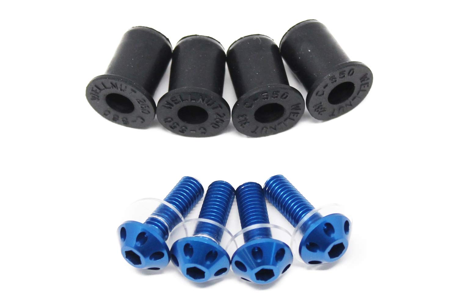 

SSK Machined Aluminum Screen Bolt Well Nut Set of 4 4 sets included синий