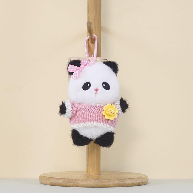 Plush Panda Keychain With Cotton Filling For Backpack Decor And Gift