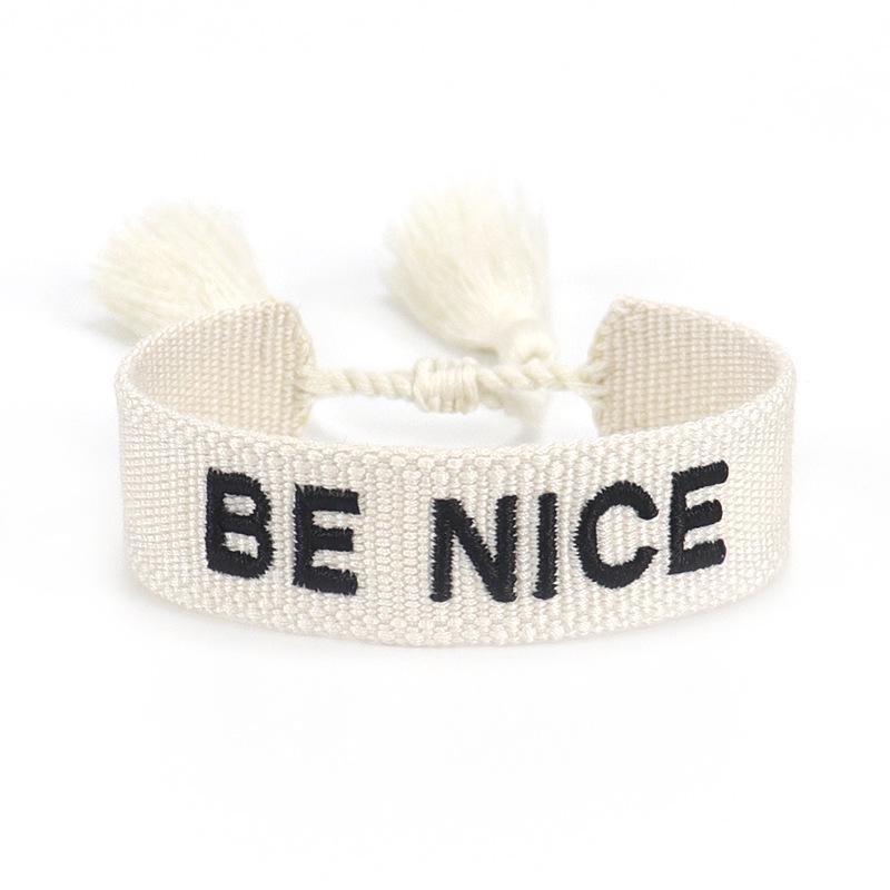 European & American Cross-border Embroidery Bracelet | Handmade Tassel & Letter Logo