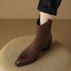 Fashion Fashion Short Boots Autumn Winter Basic Women Ankle Boots Genuine Leather Thick Heels Pointed Toe Mature New Arrival Boots Women