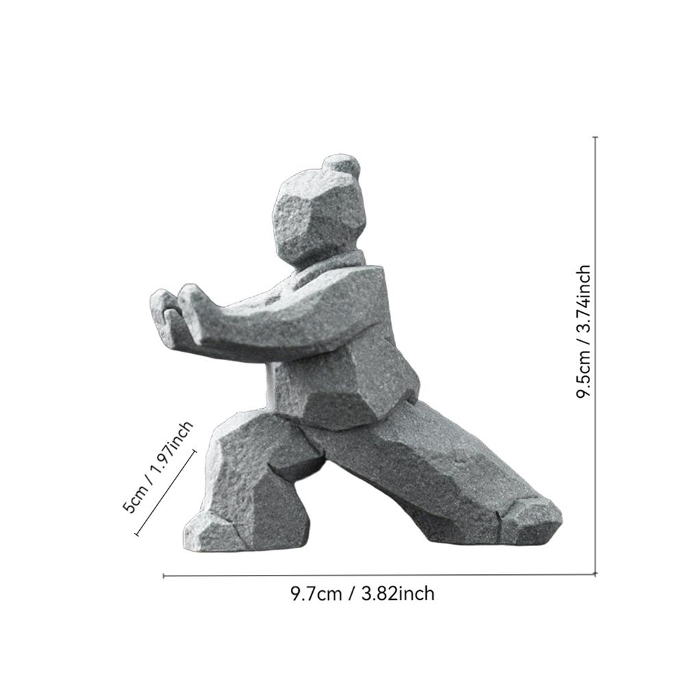 Tai Chi Master Figurine Creative Chinese Style Stone Statue Tabletop Decorations Tea Pet for Tea Lovers Home Office