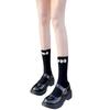 Black and White Calf Socks Pearl Solid Color Fairy Pearl Socks Loli Ins Tide Pure Cotton Jk Medium Tube Socks Spring and Autumn