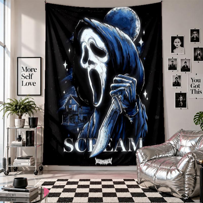 Wall TapestryScream Ghostface Art Hanging Cloth Decorative Background Cover for Room Decoration