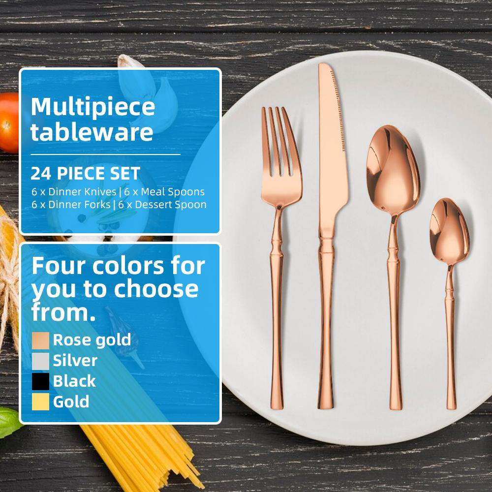 24-Piece Stainless Steel Utensils Set Include Forks Knives Spoons Silverware Set for 4 Mirror