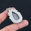 Fossil Coral Stone Sister Bezel Trendy Artisan Birthday Pendant Sterling Silver